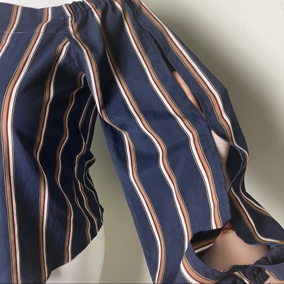 Ganji LA Navy Striped Off Shoulder Blouse - Picture 2 of 5